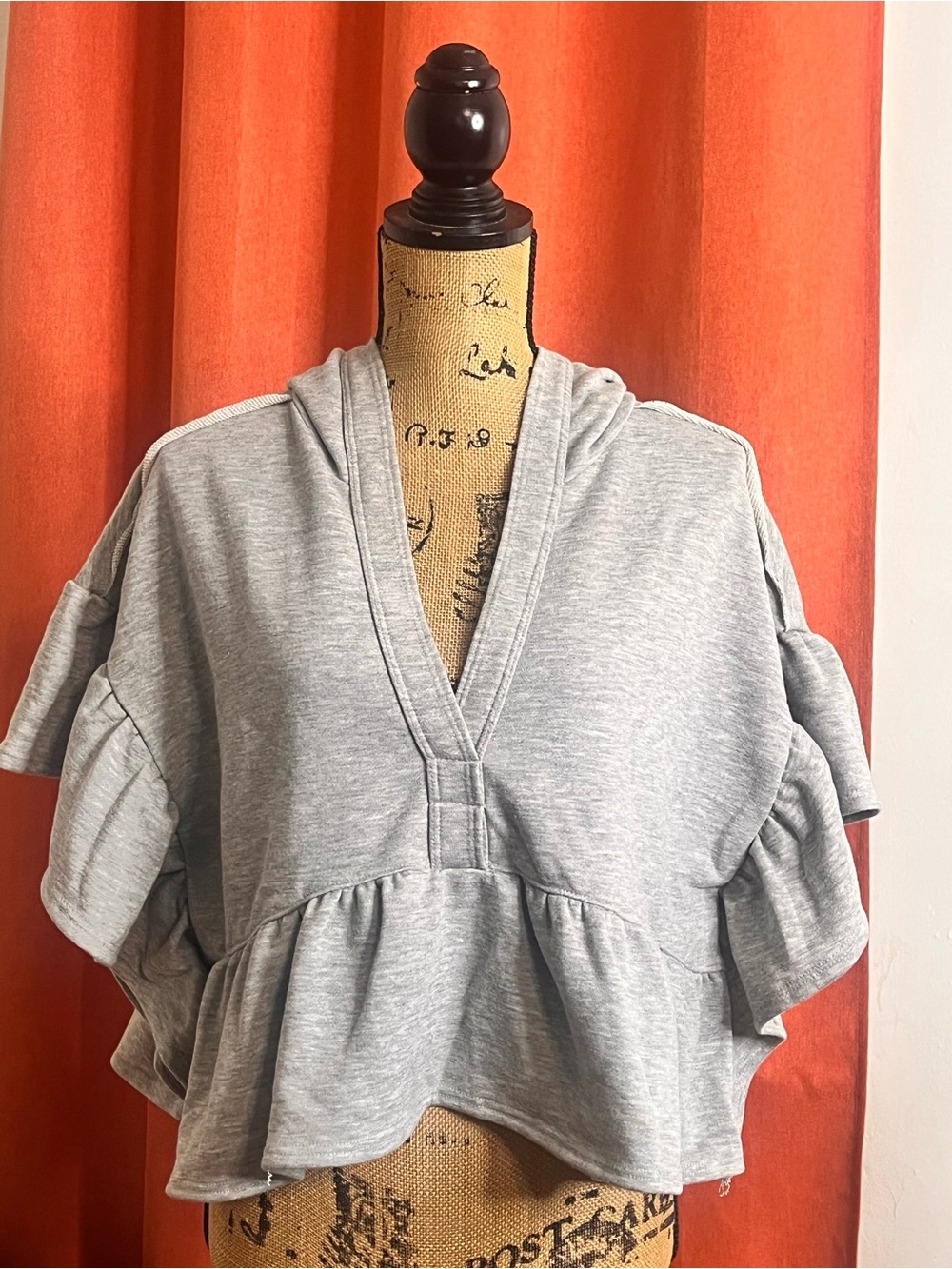 Bucket List Cropped Ruffle V-Neck Hoodie Top